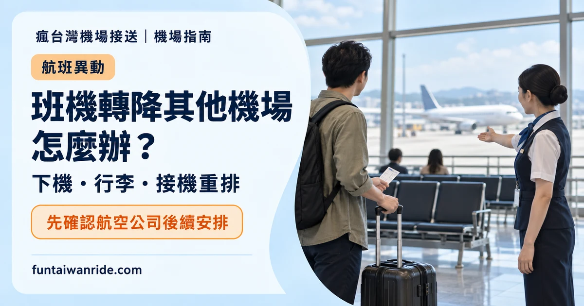 航班轉降後旅客在異地機場查看後續安排的圖卡